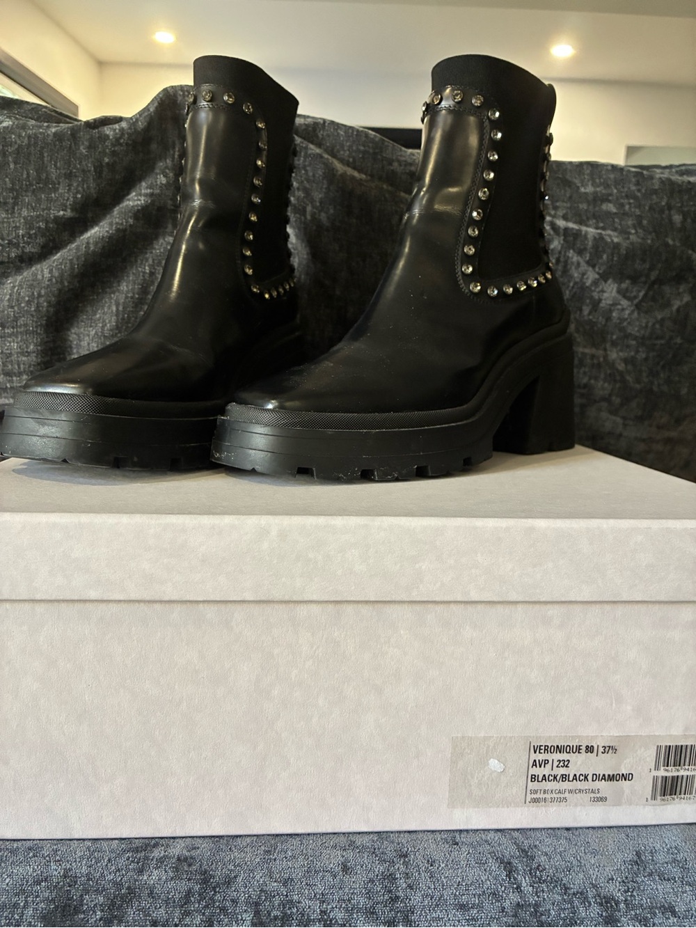 Jimmy Choo Black Veronique 80 - crystal embellished ankle boots